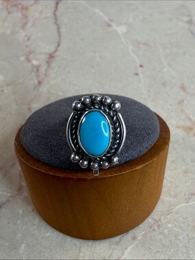 Navajo Indian 925 Silver Turquoise Oval Single Earring